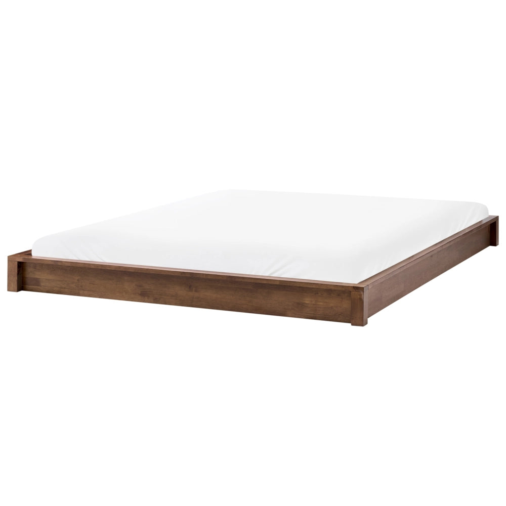 Letto con rete in legno marrone scuro 160 x 200 cm senza testiera, design minimalista