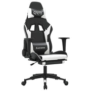 Sedia Gaming | Sedia da e-sports Massaggiante Poggiapiedi Nero e Bianco Similpelle