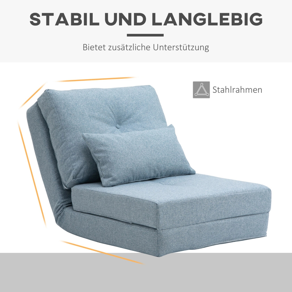 Materasso pieghevole 2 in 1 con cuscino removibile ¨C Xylo ¨C 60x80x56 cm blu cielo