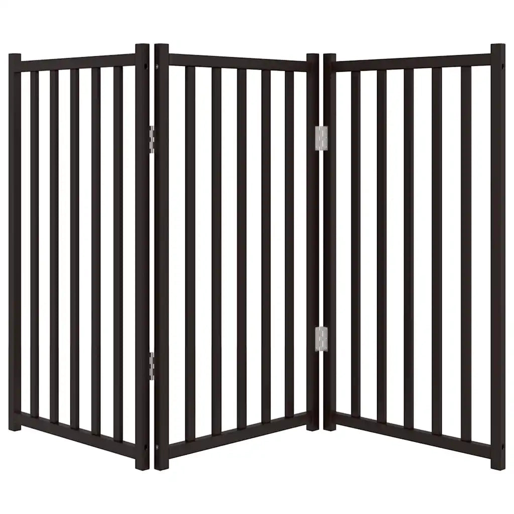 Cancello Cani Pieghevole 3 Pannelli Nero 150 cm Massello Abete 352286