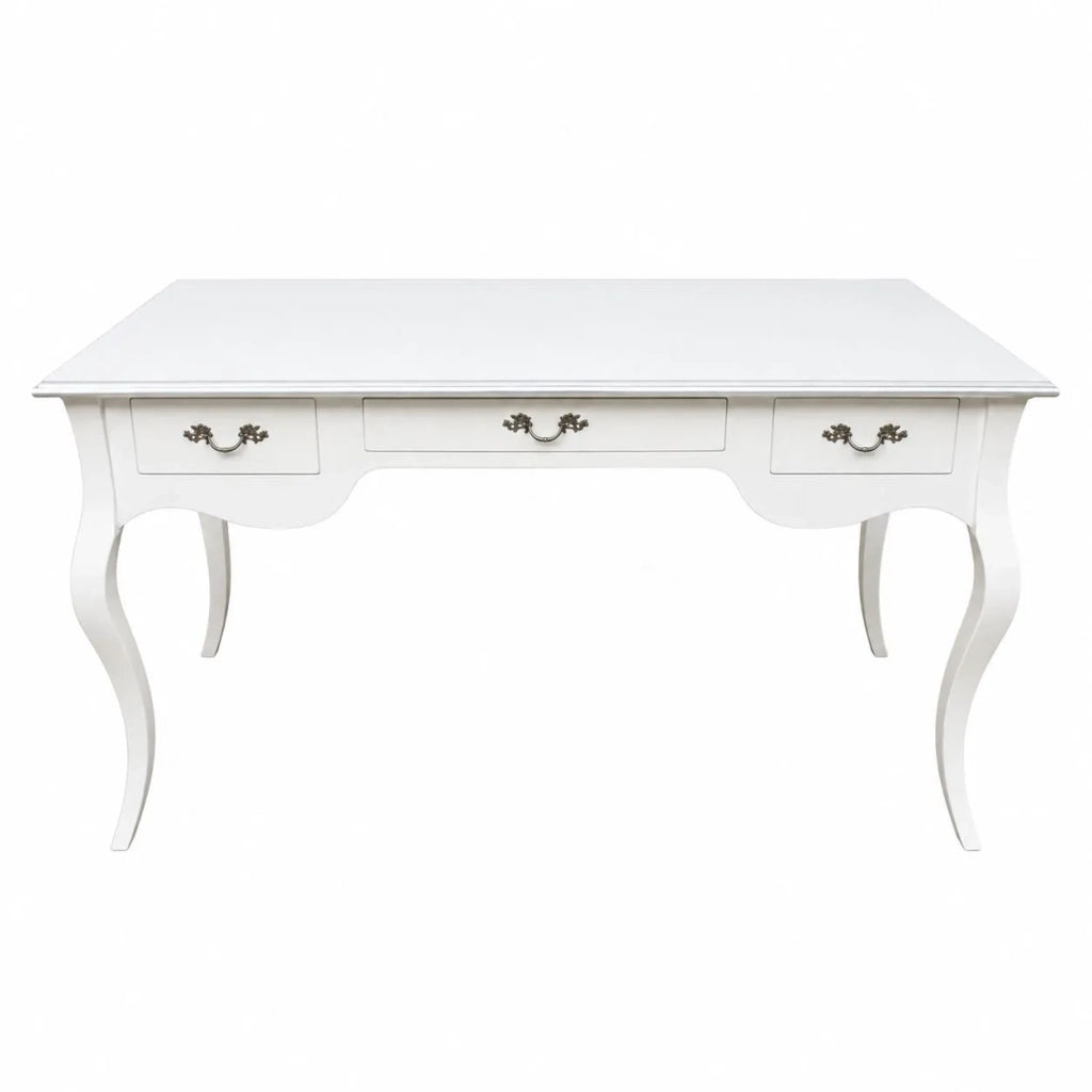 Scrivania in legno laccato bianco opaco l.130 x p.75 h.80 - Mobili 2G