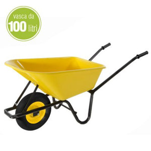 CARRIOLA GIALLA 100LT CON VASCA IN PVC