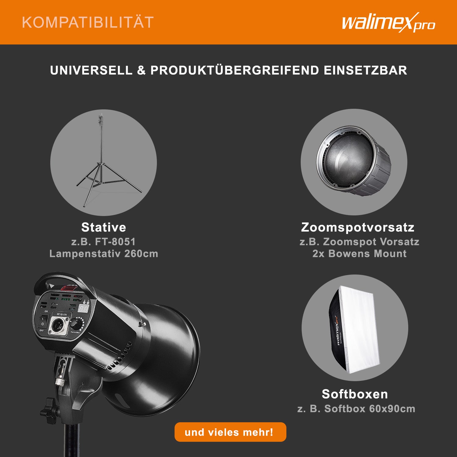 Niova 60 Plus Bi Colour luce video LED dimmerabile con riflettore Bowens e diffusore morbido I Luce da studio con tecnologia COB LED I 3200-5600 K, CRI=93 I Luminosità regolabile