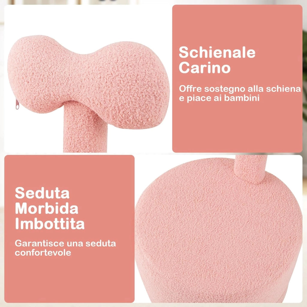 Set di 2 Poltrone Girevoli a 360° per Bambini, Divani per Bambini in Velluto con Schienale a Fiocco, Seduta Imbottita e Piedini Antigraffio, Sedie Rotonde per Sala Giochi e Cameretta
