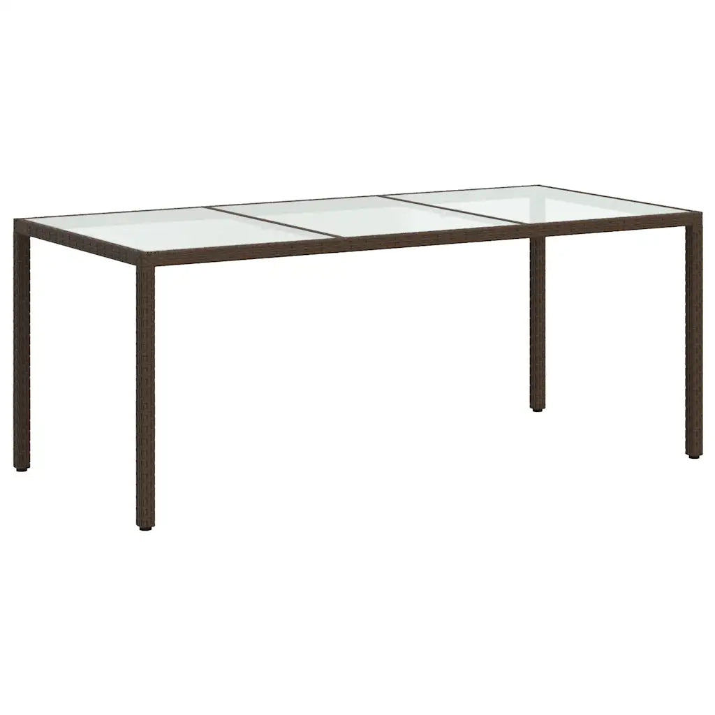 Tavolo Giardino Marrone 190x90x75cm Vetro Temperato Polyrattan  cod mxl 34136