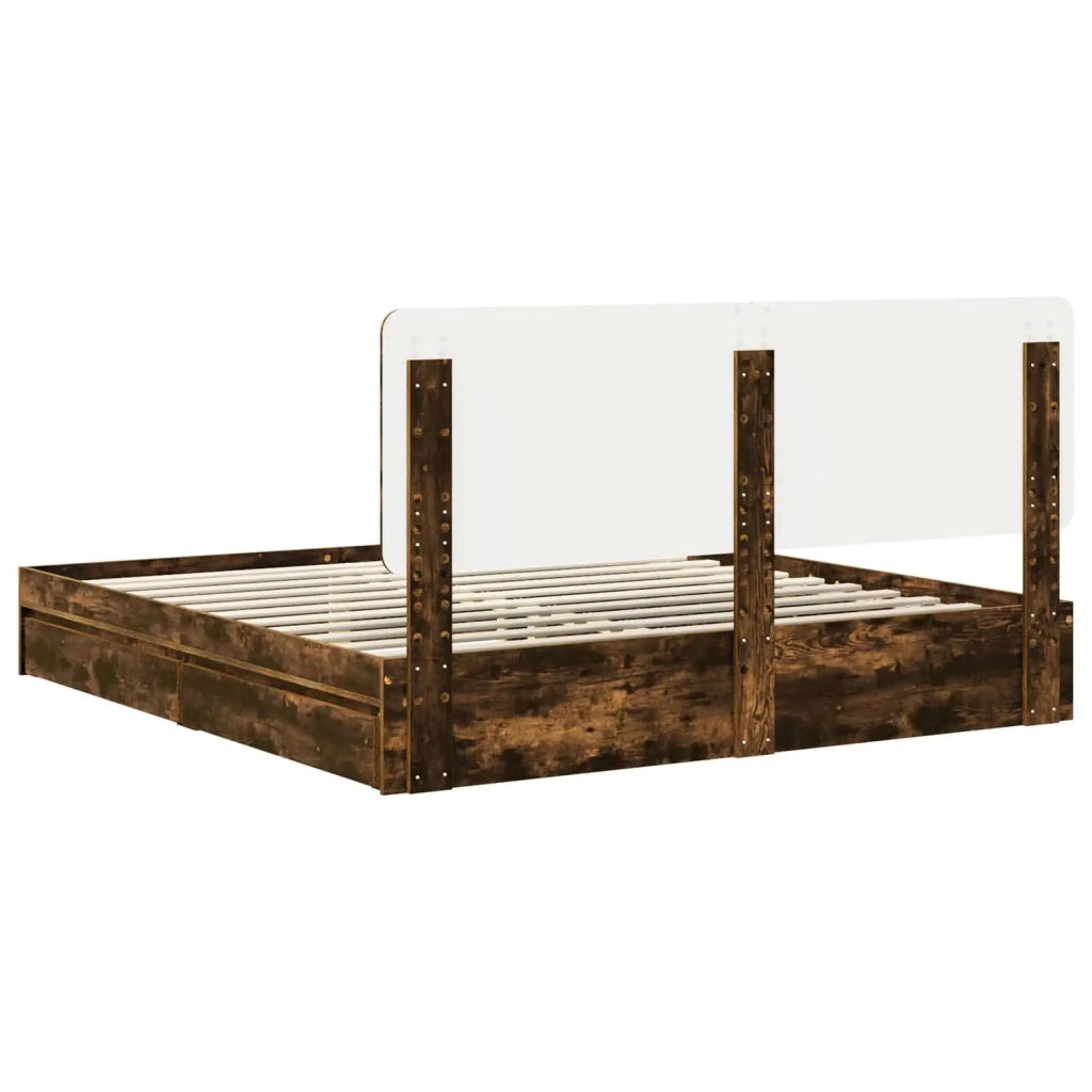 Letto con Contenitore con testiera Rovere fumé 180 x 200 cm 3412662