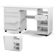 Tavolo da cucito e scrivania pieghevole 146 x 50 x 78 cm spazio di archiviazione ottimizzato stile moderno MDF bianco 20_0019261