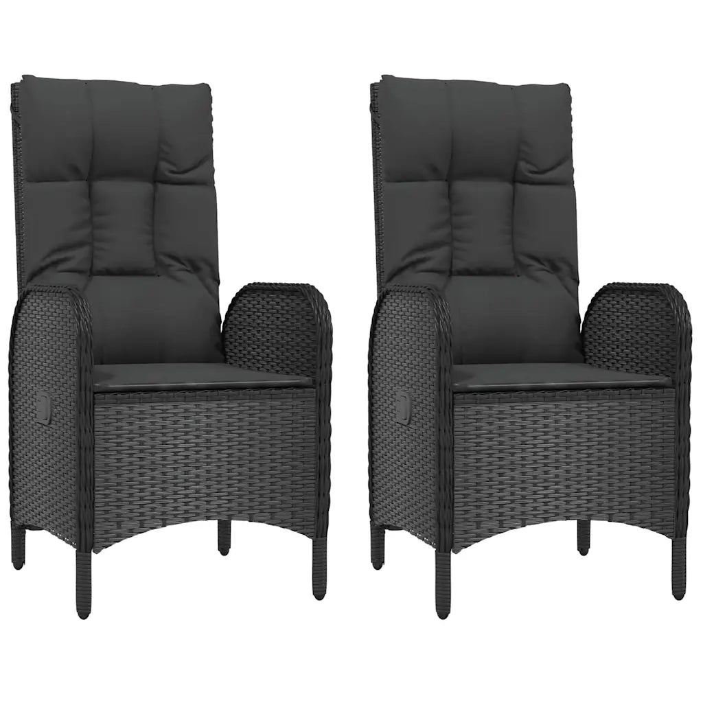 Sedie da Giardino 2 pz | Sedie da Esterno in Polyrattan Nero