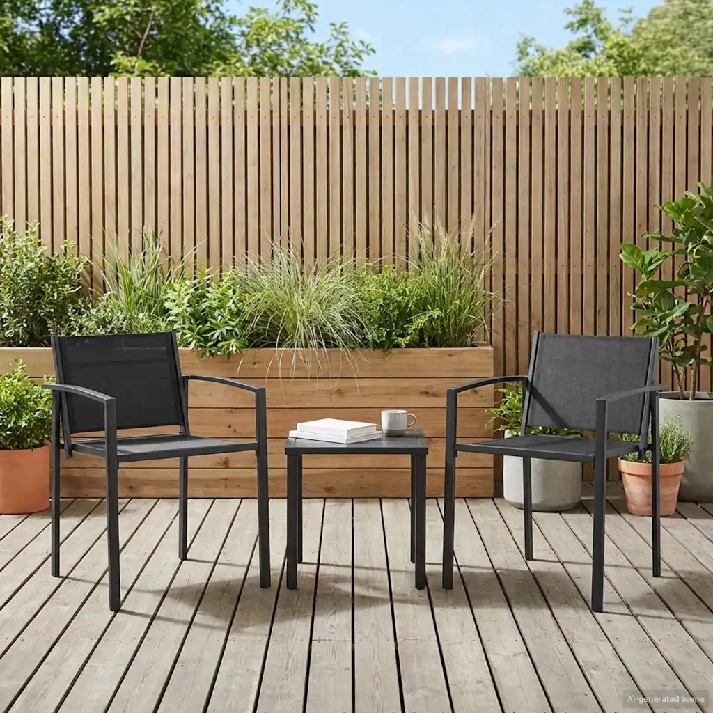 Sedie da giardino 2 pcs Nero e antracite 53,5 x 59 x 77 cm
