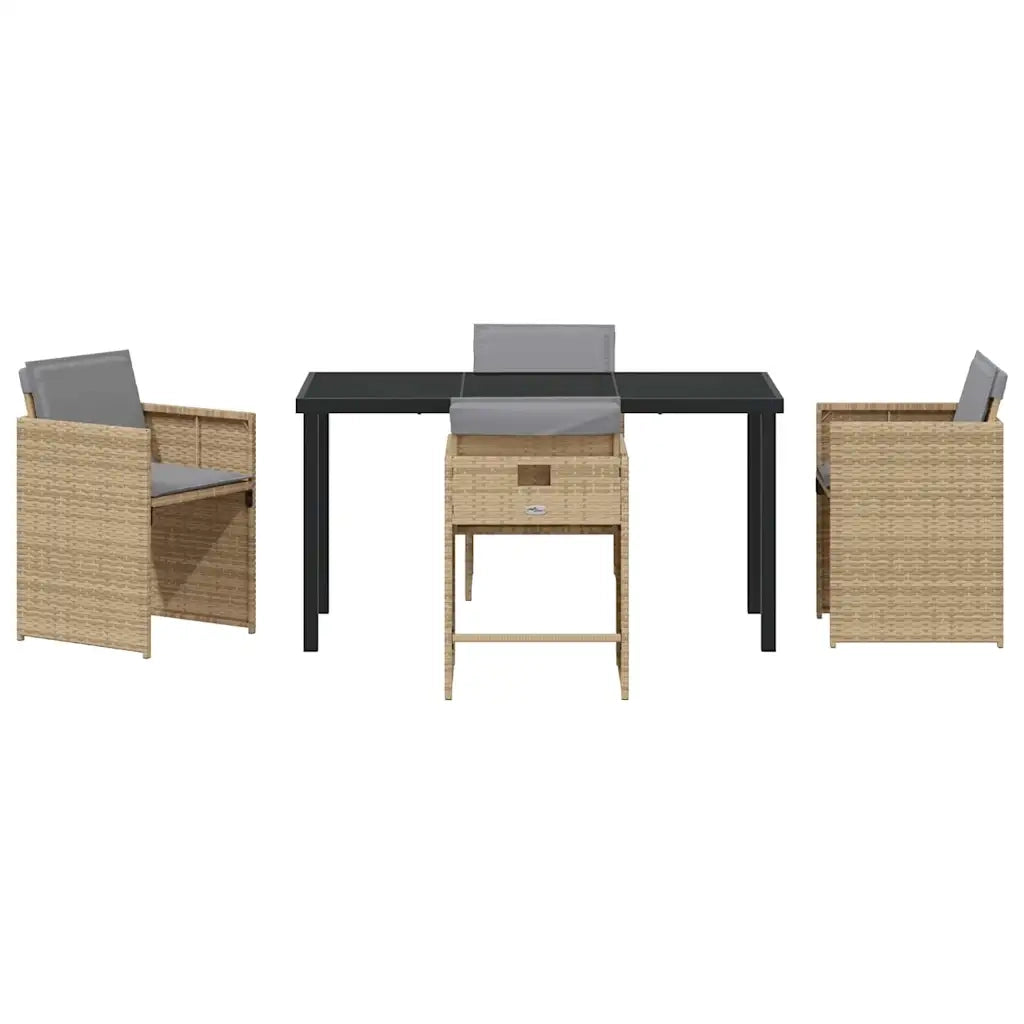 Set da Pranzo per Giardino 5 pz | Set Salotto da Giardino Beige polyrattan