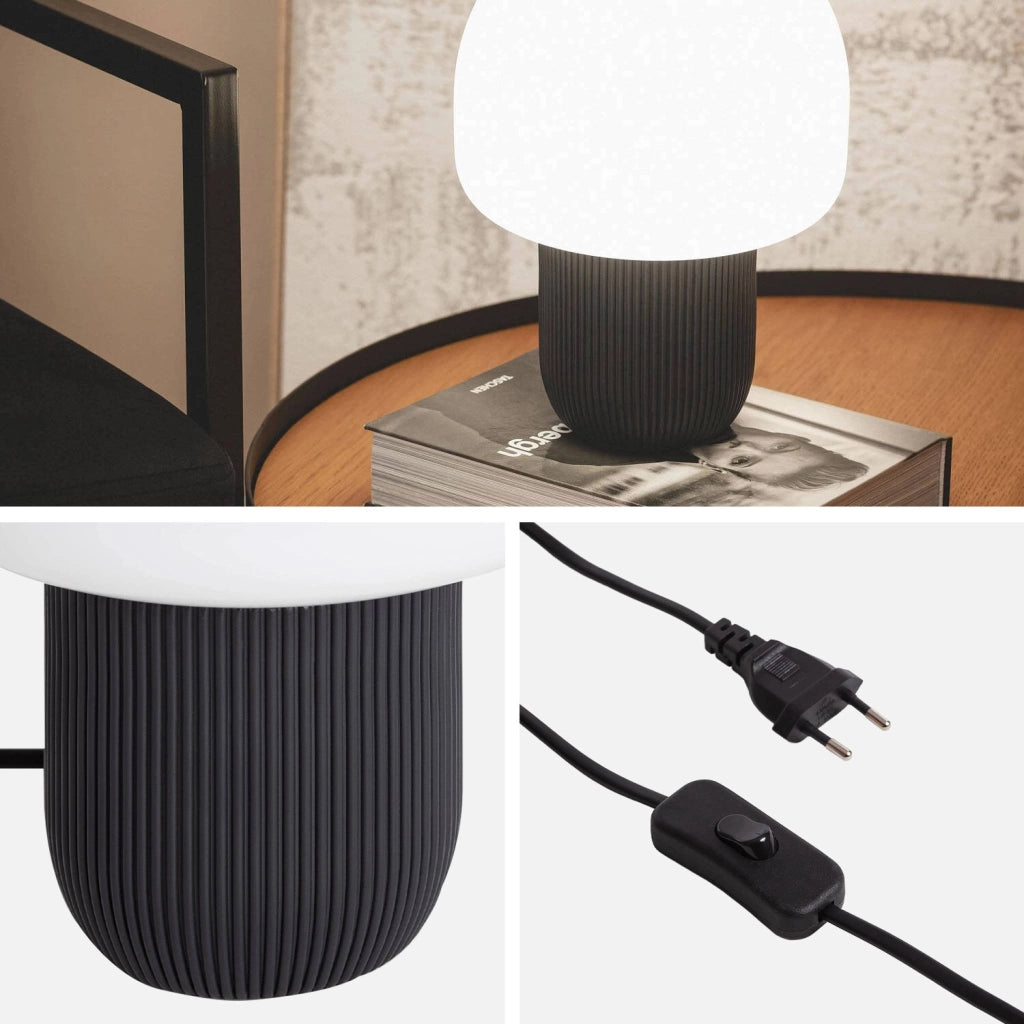 Lampada da tavolo da interno in resina e pvc, ø18cm, nero