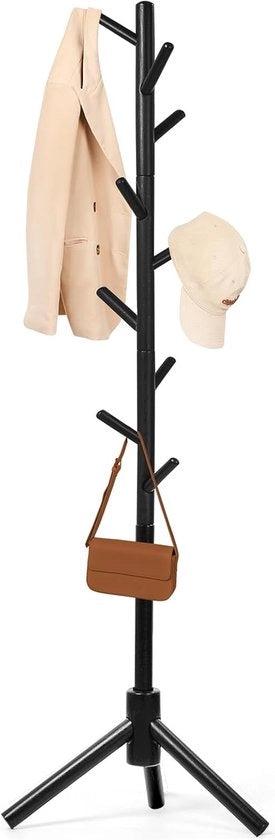 Kappaio e attaccapanni a forma di albero - 9 ganci - nero - legno di betulla