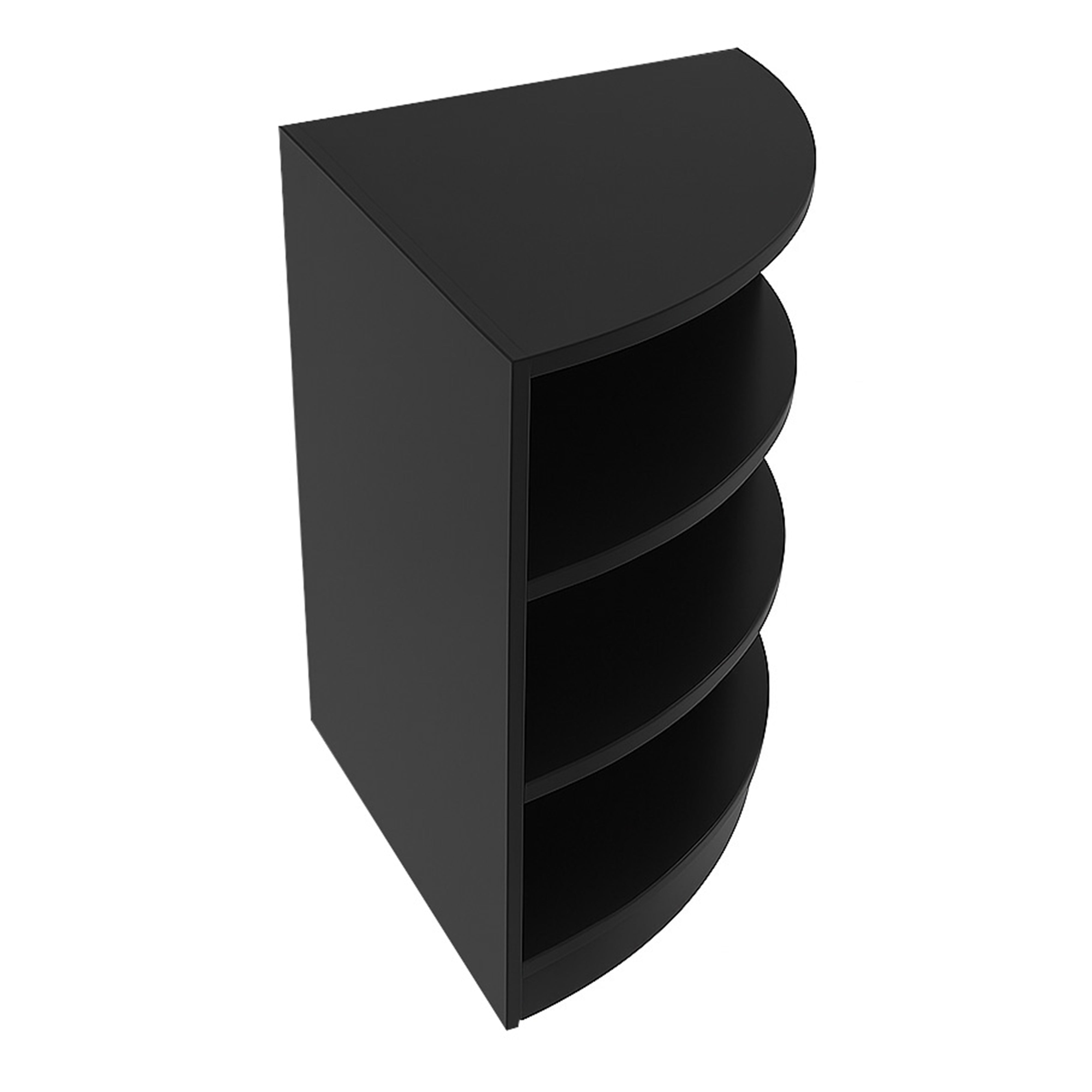 Bancone Angolare da Negozio Nero LM60 con 3 Ripiani Vetrina Espositiva