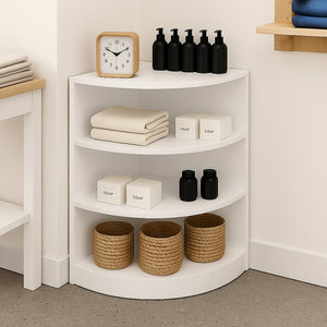 Bancone Angolare da Negozio Bianco LM60 con 3 Ripiani Vetrina Espositiva