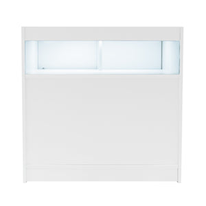 Bancone LED Bianco B900 con Vetrina, Ante Scorrevoli e Ripiani – Bloccabile