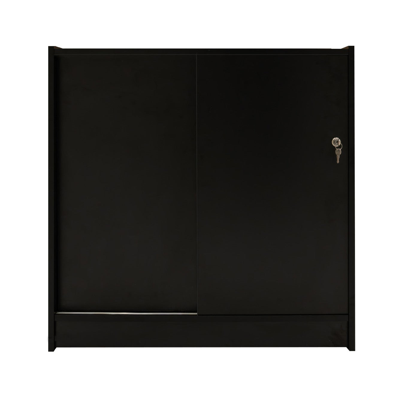 Bancone LED Nero C900 con Vetrina, 2 Ripiani a Vista, Serratura Inclusa