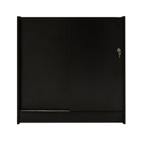 Bancone LED Nero C900 con Vetrina, 2 Ripiani a Vista, Serratura Inclusa