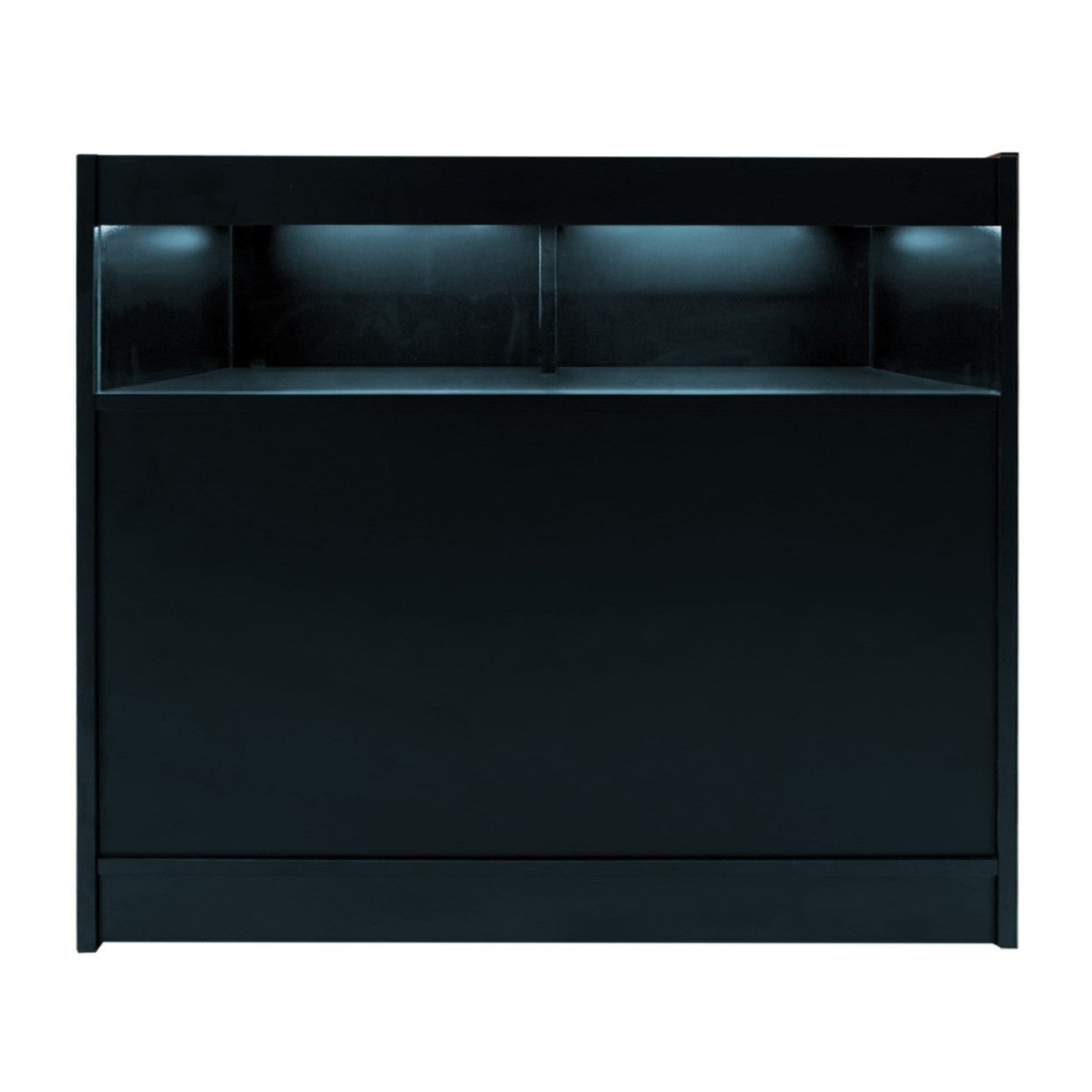 Bancone LED B1200 Nero con 1 Ripiano a Vista e 2 Chiusi