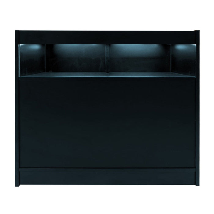 Bancone LED B1200 Nero con 1 Ripiano a Vista e 2 Chiusi