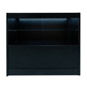 Bancone LED C1200 Nero con 2 Ripiani a Vista e 1 Chiuso, Vetrina