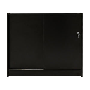 Bancone LED C1200 Nero con 2 Ripiani a Vista e 1 Chiuso, Vetrina