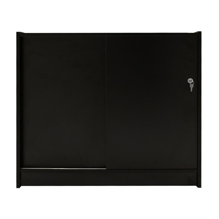 Bancone LED C1200 Nero con 2 Ripiani a Vista e 1 Chiuso, Vetrina