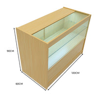 Bancone LED C1200 Acero con 2 Ripiani a Vista e 1 Chiuso, Vetrina