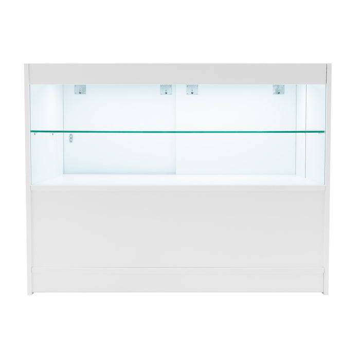 Bancone LED Bianco C1200 con 2 Ripiani a Vista e 1 Chiuso, Vetrina