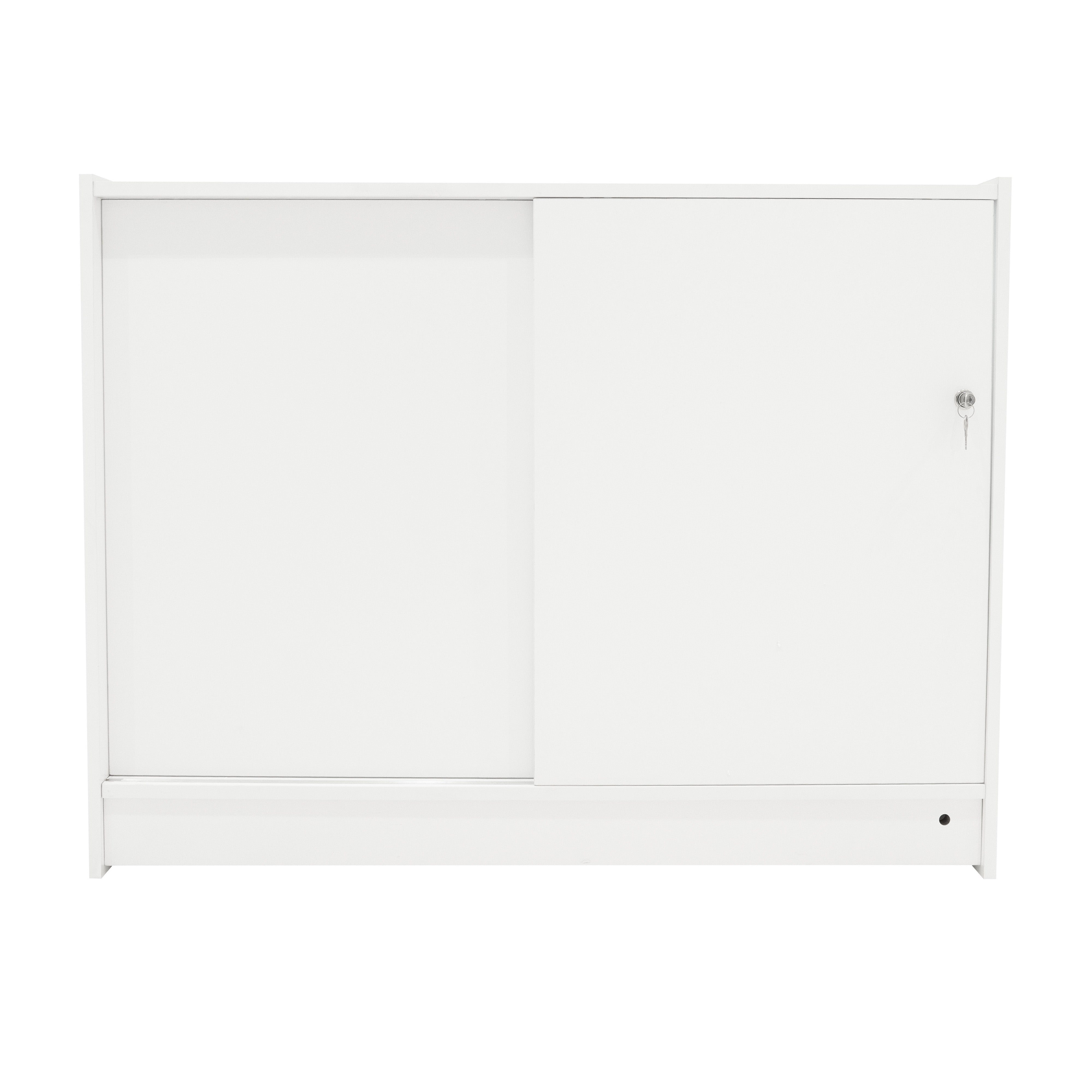 Bancone LED Bianco C1200 con 2 Ripiani a Vista e 1 Chiuso, Vetrina