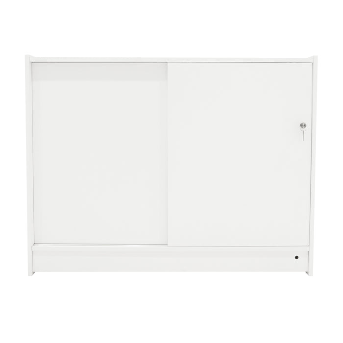 Bancone LED Bianco C1200 con 2 Ripiani a Vista e 1 Chiuso, Vetrina