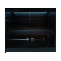 Bancone LED Nero K1200 con 3 Ripiani, Vetrina e Ante Bloccabili – 2 Chiavi