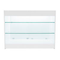 Bancone LED Bianco K1200 con 3 Ripiani, Vetrina e Ante Bloccabili – 2 Chiavi