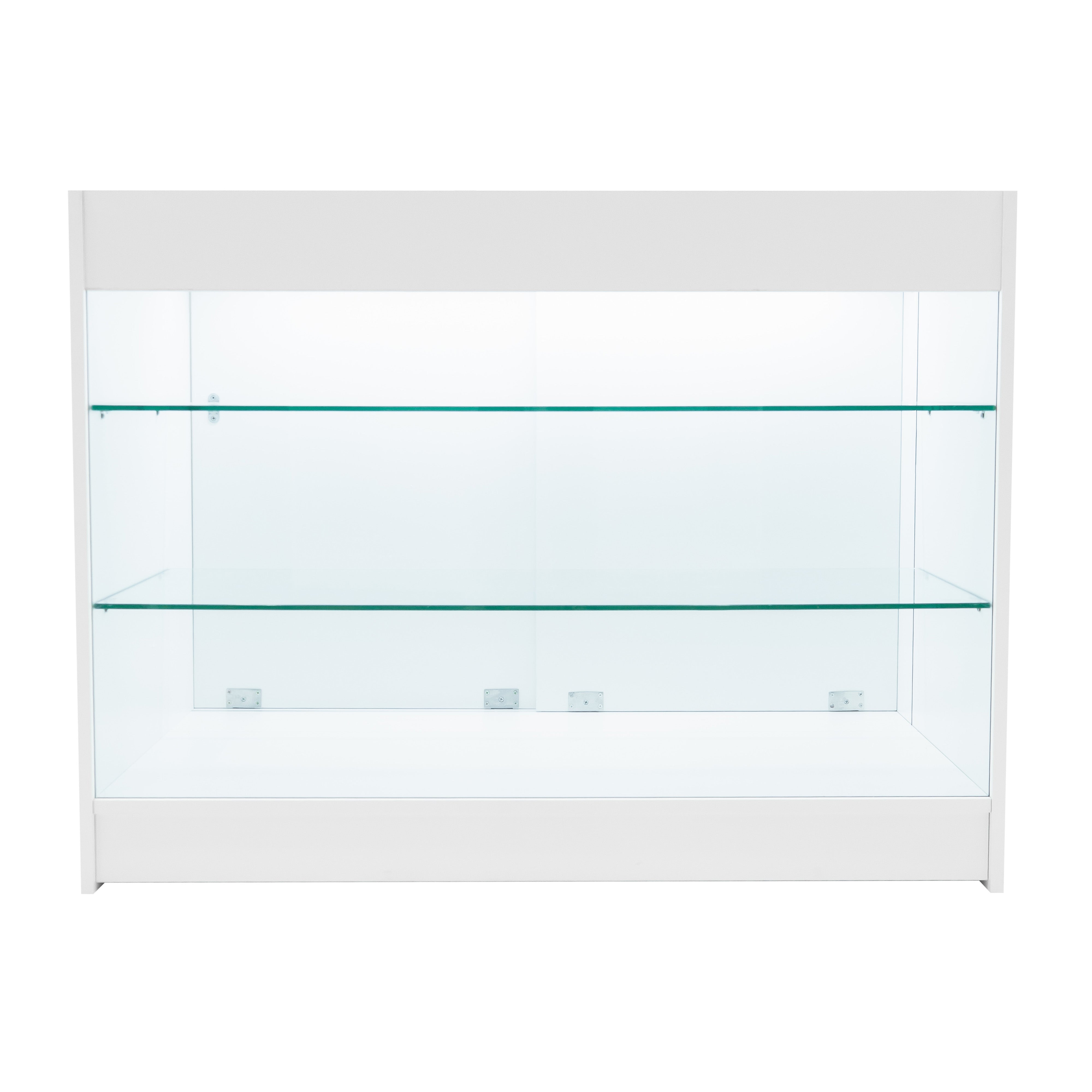 Bancone LED Bianco K1200 con 3 Ripiani, Vetrina e Ante Bloccabili – 2 Chiavi