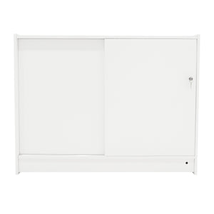 Bancone LED Bianco K1200 con 3 Ripiani, Vetrina e Ante Bloccabili – 2 Chiavi