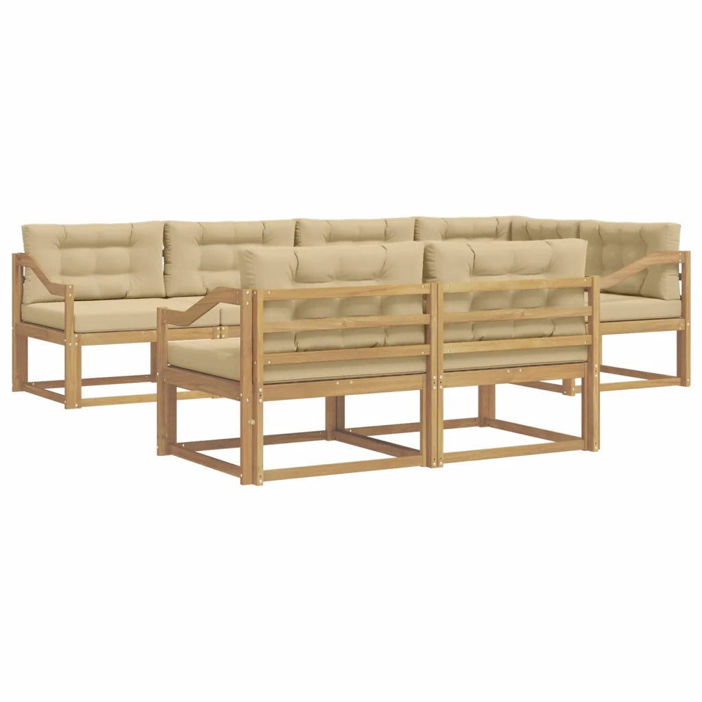 Set di divani da esterno 6 pz Bianco e Beige Poliestere 3386602