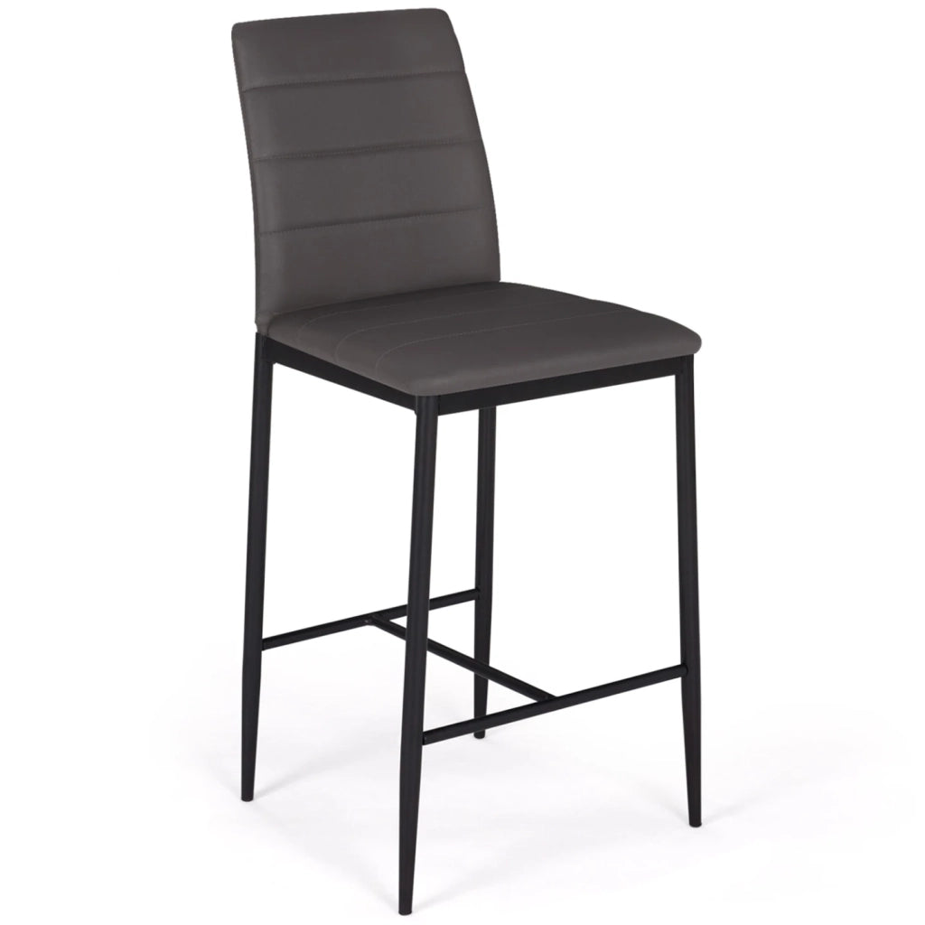 IDMarket - Set di 4 sgabelli da bar imbottito design contemporaneo in PVC grigio ROMANE