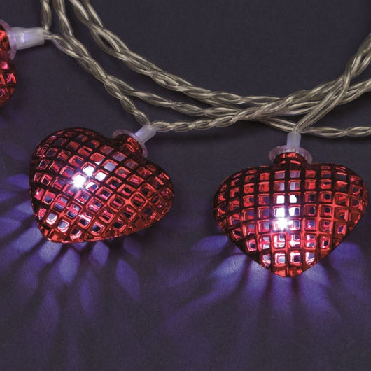 CATENA LINEARE CUORI ROSSI LED A BATTERIA