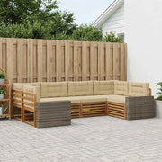 Set di divani da esterno 6 pz Naturale e Beige 3383791