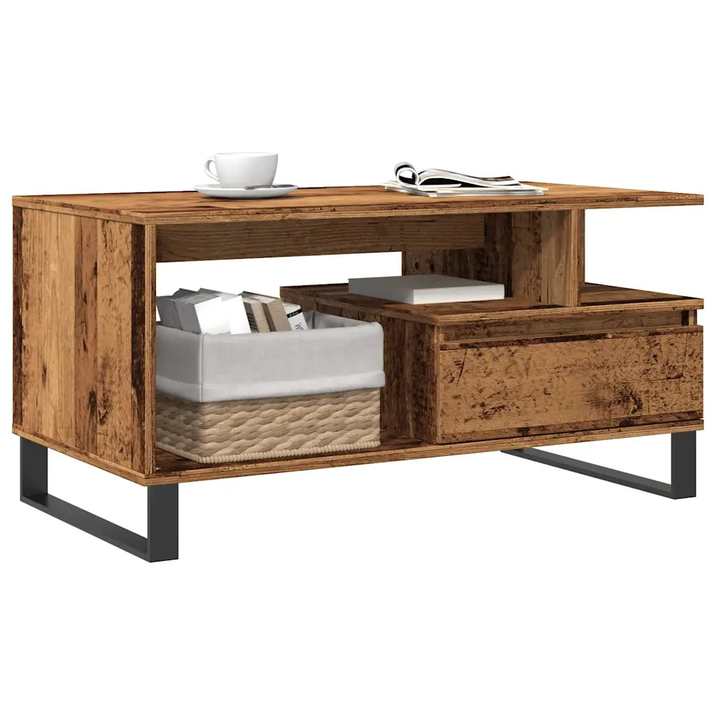 Tavolino da salotto | Tavolino da caff¨¨ | Tavolino da Soggiorno Legno Antico 90x49x45 cm Legno Multistrato