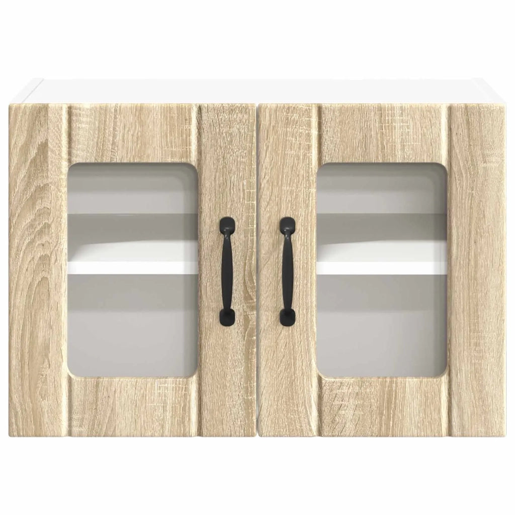 Pensile da cucina | Mobile in vetro da parete LUCCA 2 pz Rovere Sonoma