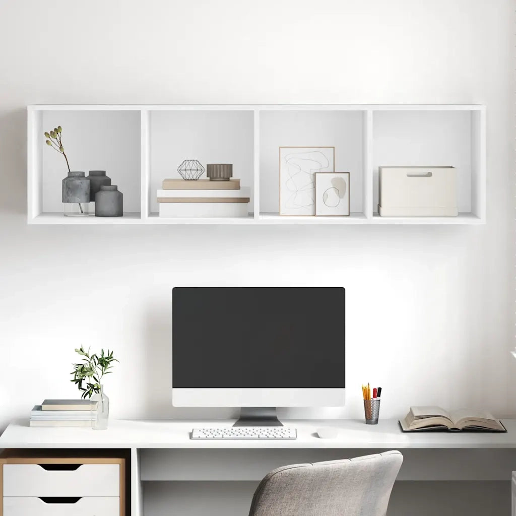 Armadietto da Parete per TV Bianco 37x37x142,5 cm in Truciolato
