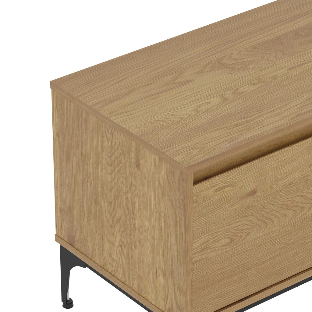 Mobile Porta TV Kistiandi a Vani Aperti e Chiusi con Ante 140 x 40 x 50 cm - Effetto Rovere Scuro [en.casa]