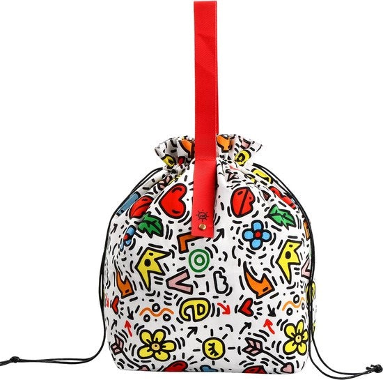 Borsa da picnic 9L in cotone, con cordoncino e chiusura, borsa da pranzo portatile, piccola borsa da picnic, scatola da picnic pieghevole per studenti, ufficio, donne, uomini, bambini, ragazzi, signore