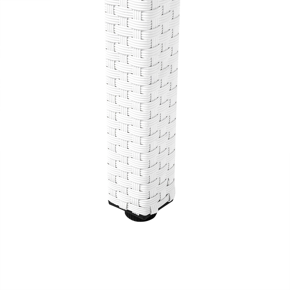 Tavolo da pranzo da giardino piano in vetro temperato rattan sintetico bianco 220 x 100 cm rettangolare a 8 posti