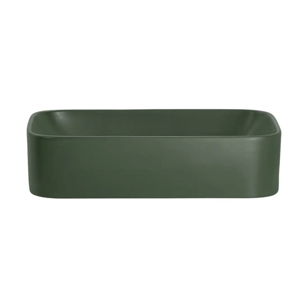 Lavabo da appoggio rettangolare 61x38 cm verde opaco con piletta click clack