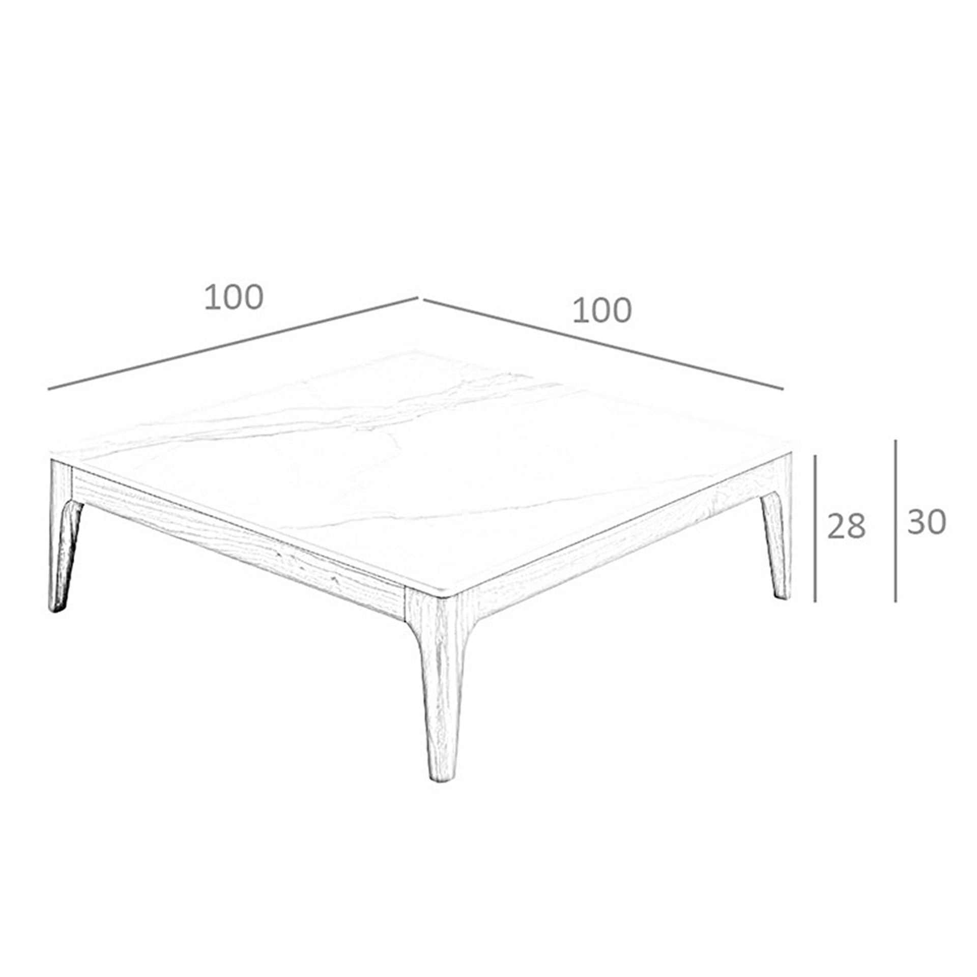Tavolino quadrato in marmo porcellanato e noce