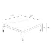 Tavolino quadrato in marmo porcellanato e noce