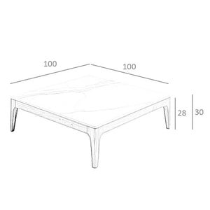 Tavolino quadrato in marmo porcellanato e noce