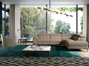 Tavolino quadrato in marmo porcellanato e noce