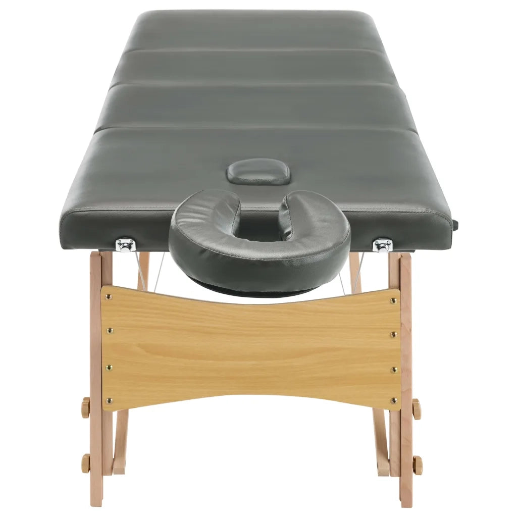 Lettino da Massaggio 4 Zone Telaio in Legno Antracite 186x68cm cod mxl 65827